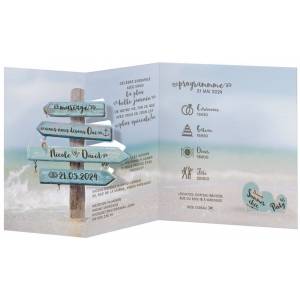 Faire-part mariage nature plage sable pancartes vieillies BELARTO Collection Mariage 620028-2