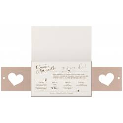 Faire-part mariage romantique chic crème cœurs fleur ruban pailleté BELARTO Collection Mariage 2020 620015-3