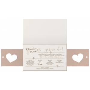 Faire-part mariage romantique chic crème cœurs fleur ruban pailleté BELARTO Collection Mariage 2020 620015-3