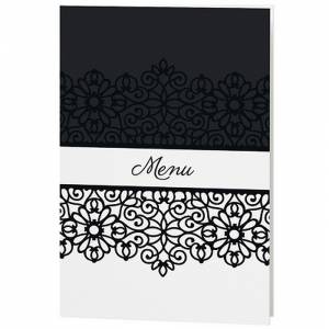 Menu mariage arabesques chic noir et blanc Belarto Love 726645