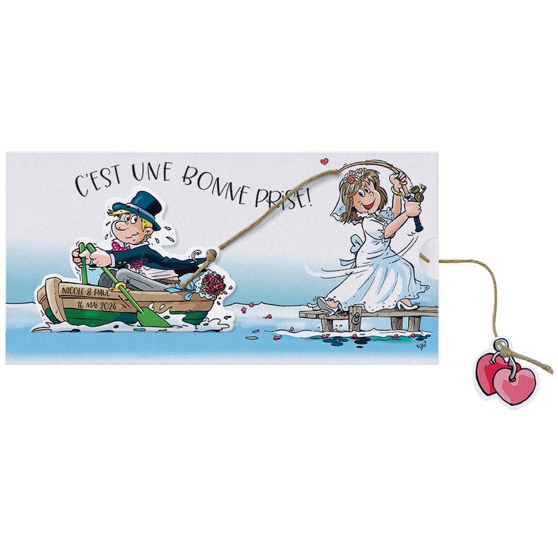 Faire-part mariage humoristique coulissant pêche barque BELARTO Collection Mariage 620037