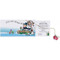 Faire-part mariage humoristique coulissant pêche barque BELARTO Collection Mariage 620037 ouvert