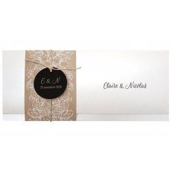 Faire part mariage élégant crème marron fleurs Belarto Bohemian Wedding 727025