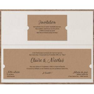 Faire part mariage élégant crème marron fleurs Belarto Bohemian Wedding 727025 ouvert