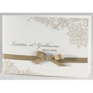 Faire-part mariage vintage crème dentelle taupe Buromac La Vie en Rose 106.065