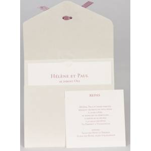 Faire-part mariage pocketfold look vintage suédine crème BUROMAC Papillons 2018 108.115 carte d'invitation