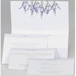 3 cartes d'invitation mariage pocketfold blanc parme motifs lavande BUROMAC Papillons 108.071