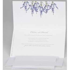 Invitation mariage pocketfold blanc parme motifs lavande BUROMAC Papillons 2018 108.071