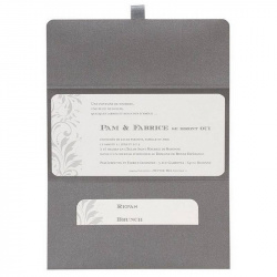 Faire part mariage pocketfold chic Oui argenté Buromac Papillons 104.073 ouvert