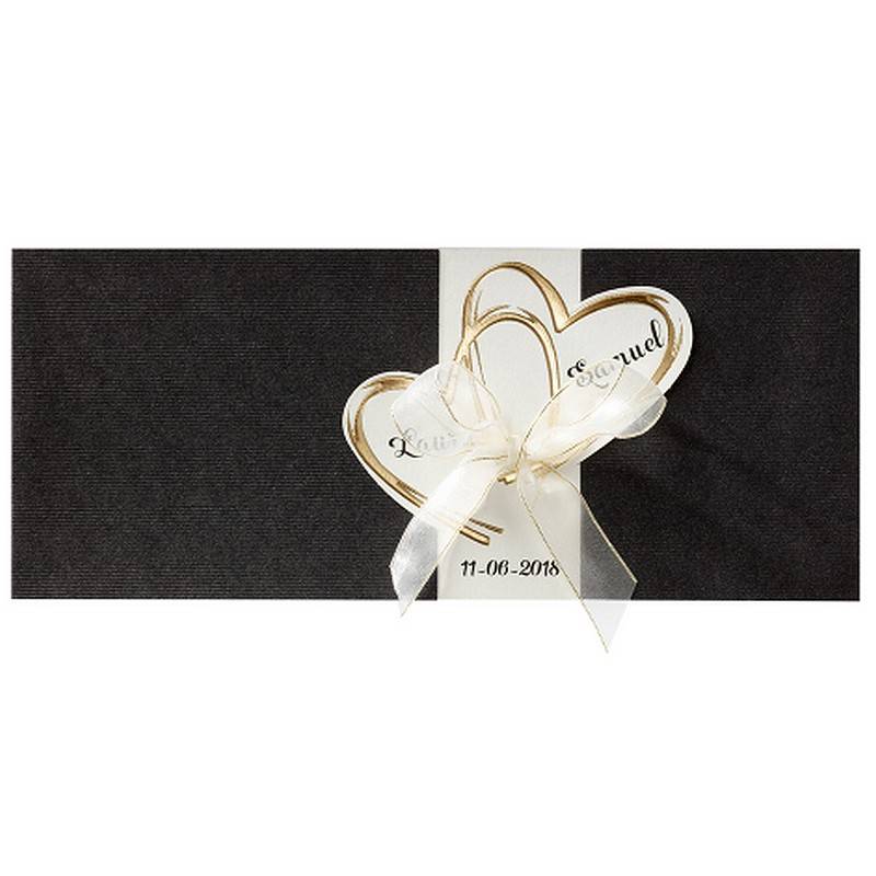 Faire-part mariage chic noir irisée cœur dorure Belarto Love 726062 Faire-part mariage chic noir irisée cœur dorure Belarto Love 726062