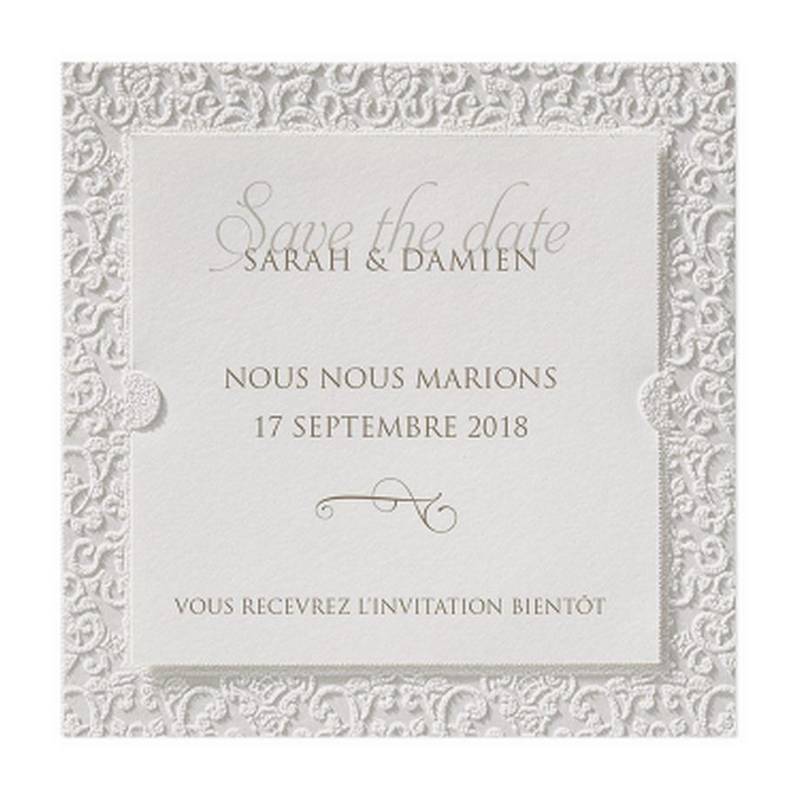 4x Save the date crème arabesques suédine BELARTO Love 726558 4x Save the date crème arabesques suédine BELARTO Love 726558