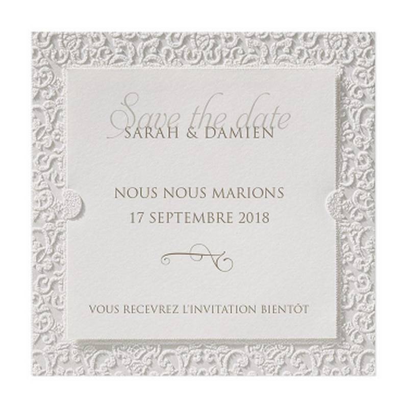 4x Save the date crème arabesques suédine BELARTO Love 726558