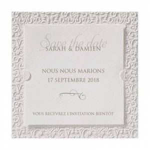 4x Save the date crème arabesques suédine BELARTO Love 726558