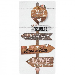 Faire-part mariage original pancartes bois cœurs BELARTO Love 726007