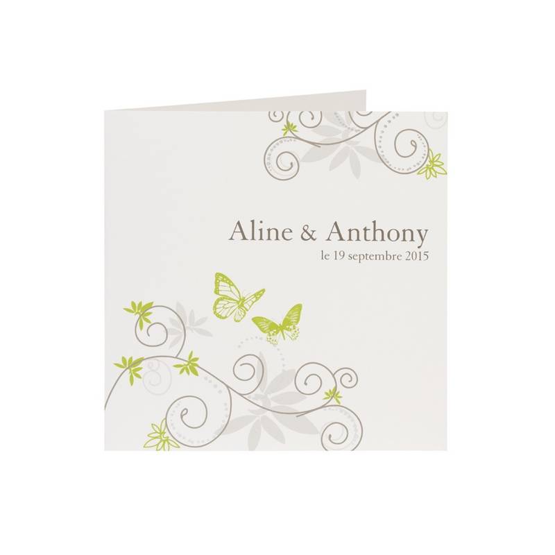 Faire-part de mariage vert papillons arabesques Buromac La Vie en Rose 100.069 Faire-part de mariage vert papillons arabesques Buromac La Vie en Rose 100.069
