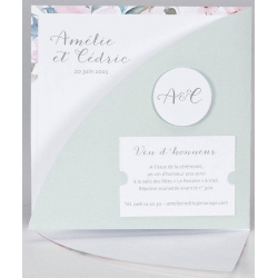 Faire-part mariage chic vintage fleurs pastel argenture BUROMAC Papillons 2018 108.005-2