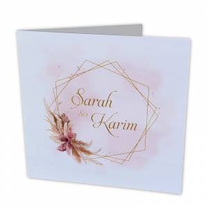 Faire-part mariage simple blanc et rose clair 2023.003