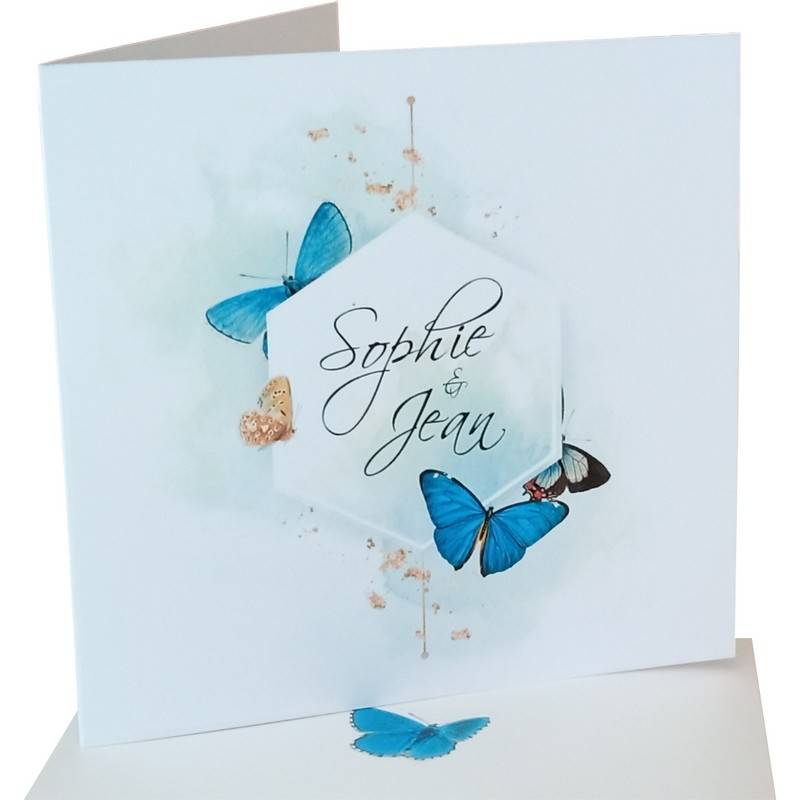 Faire-part tendance papillons bleus 2024.001 Faire-part tendance papillons bleus 2024.001