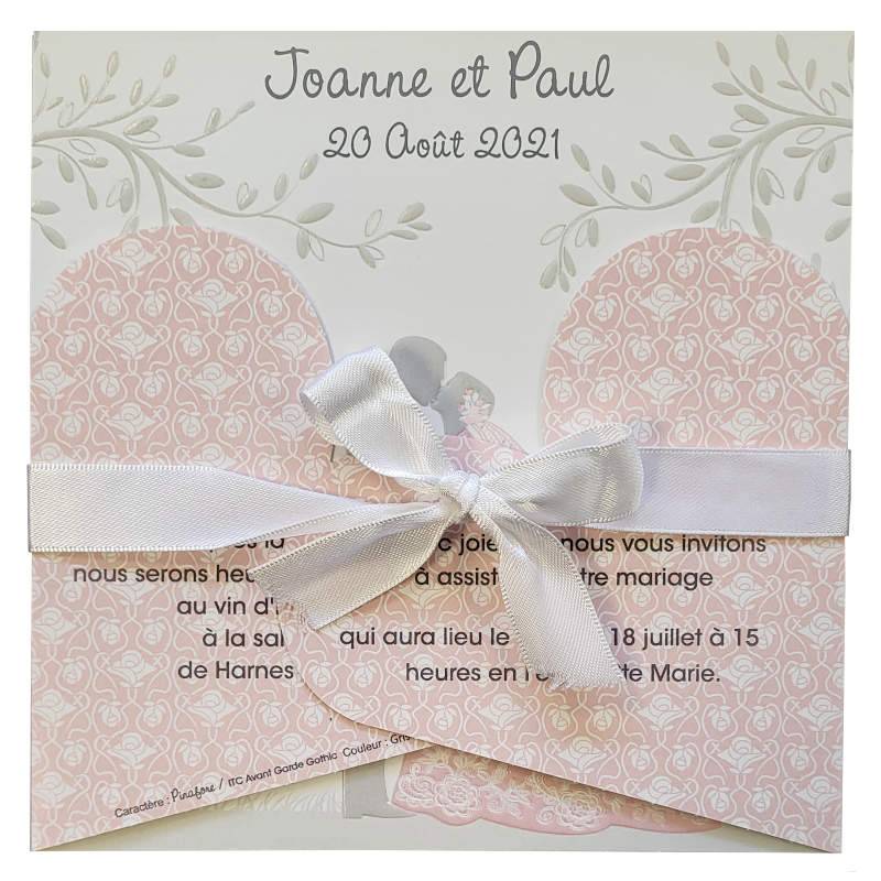 Faire part mariage original romantique rose blanc couple Faire Part Select Romance 49644