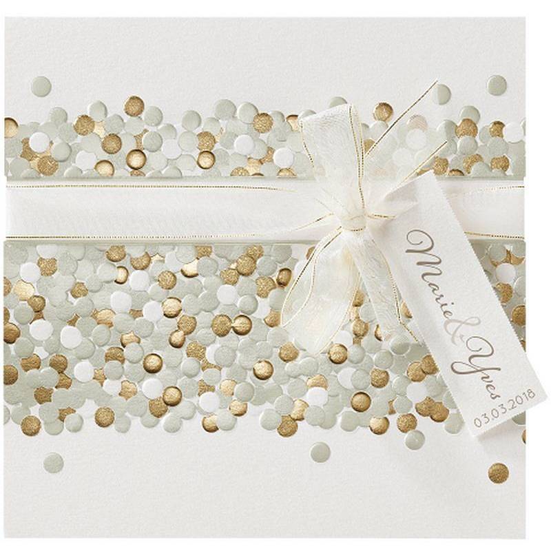 Faire part mariage original crème dorure ruban BELARTO Romantic 726048 Faire part mariage original crème dorure ruban BELARTO Romantic 726048