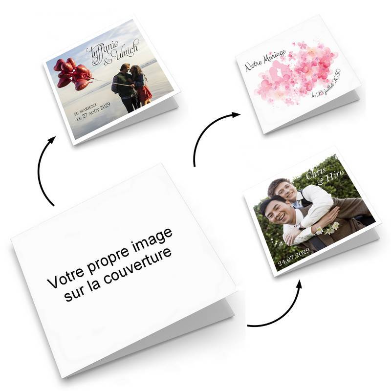 Faire-part de mariage carré blanc entièrement personnalisable Faire-part de mariage carré blanc entièrement personnalisable