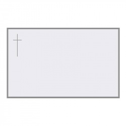 Carte remerciement décès blanche avec cadre gris de 2mm, croix catholique grise et ajout possible photo Buromac 641.018
