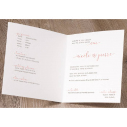 Intérieur blanc du faire-part 620006, avec un exemple de mise en page de texte de mariage