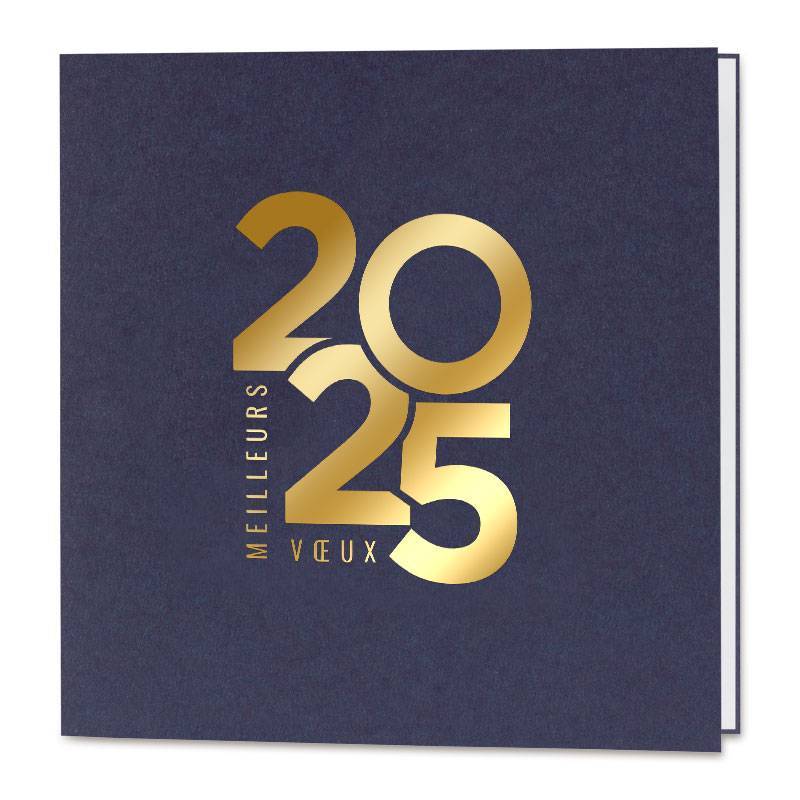 Carte de vœux élégante de style classique, bleu marine avec année 2025 dorée Carte de vœux élégante de style classique, bleu marine avec année 2025 dorée