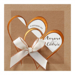 Faire-part mariage nature chic kraft cœur cuivre métallisés