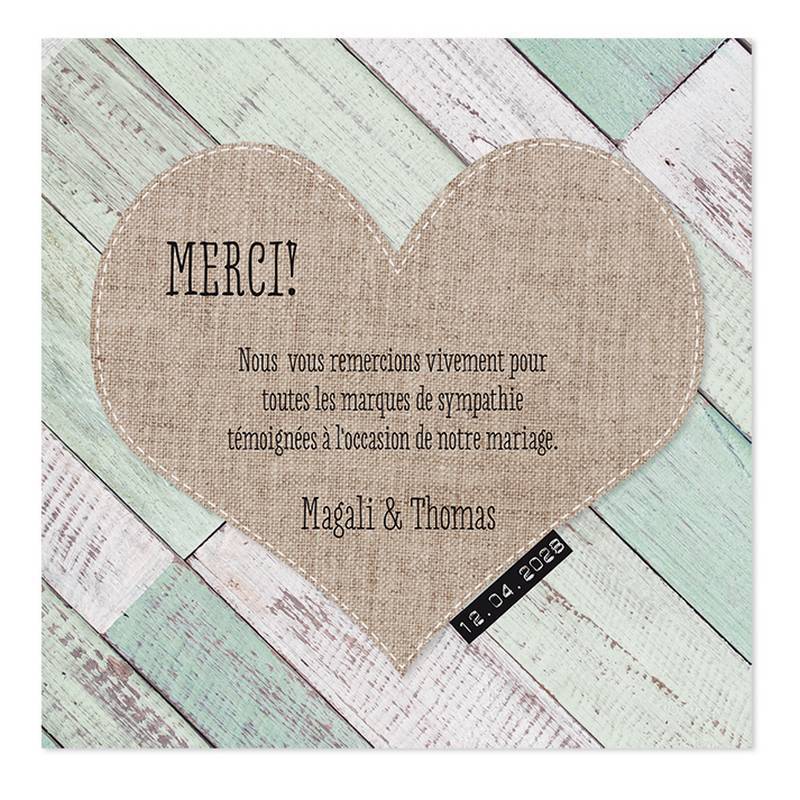 Carte lunch ou remerciements nature bois peint cœur BELARTO Love 726502