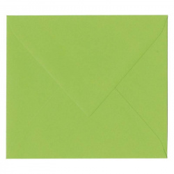 Enveloppe couleur vert pomme avec patte en triangle pour une fermeture élégante