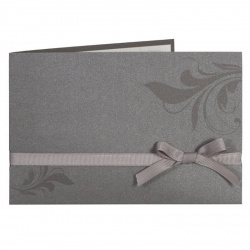 Faire-part chic gris anthracite avec ruban côtelé
