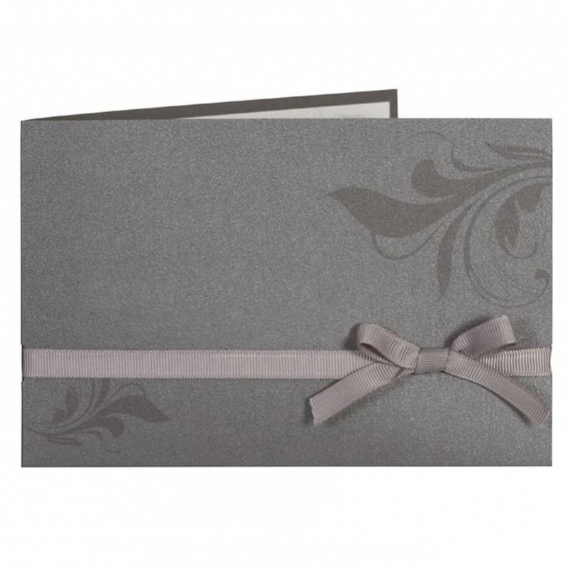Faire-part chic gris anthracite avec ruban côtelé