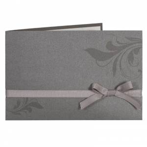 Faire-part chic gris anthracite avec ruban côtelé