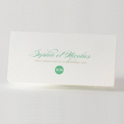 Faire-part pochette blanc entièrement personnalisable pour annoncer votre mariage