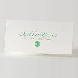 Faire-part pochette blanc entièrement personnalisable pour annoncer votre mariage