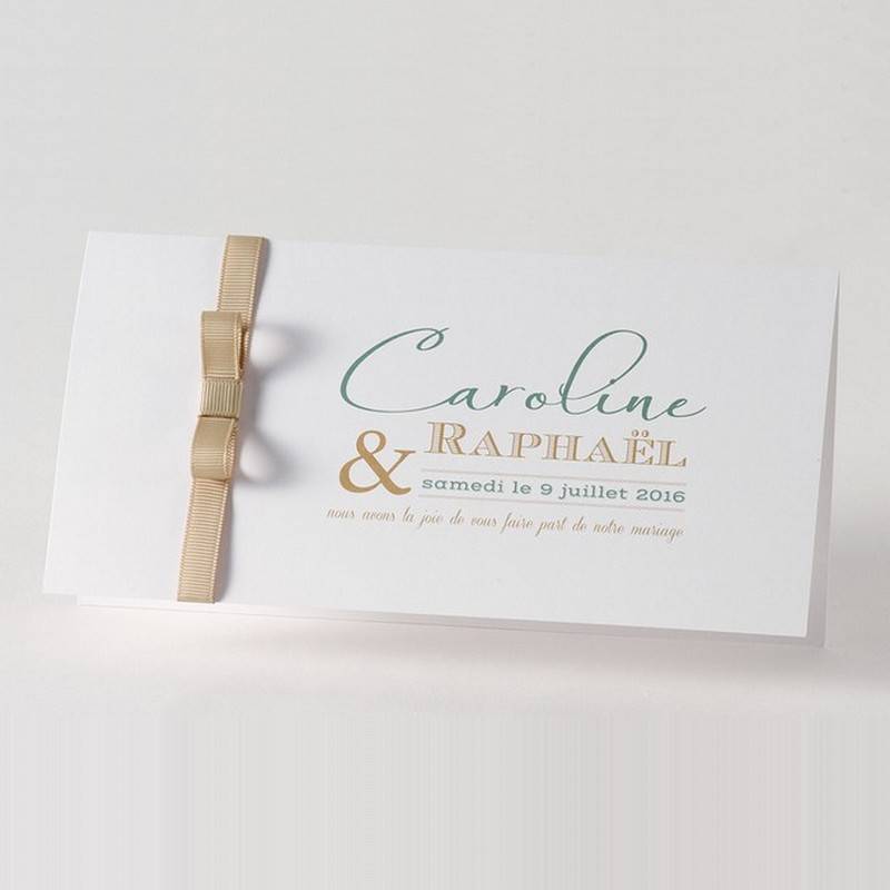 Faire-part élégant, blanc avec un ruban beige satiné et côtelé. Faire-part élégant, blanc avec un ruban beige satiné et côtelé.