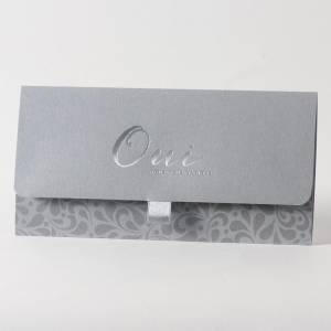 Faire-part en forme de pochette élégante, gris argenté pour annoncer votre union