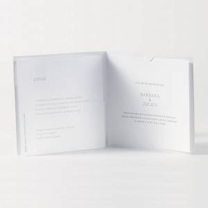 Faire-part de mariage blanc avec deux grands cartons d'invitation personnalisables