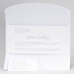 Faire-part de mariage ouvert avec deux cartons personnalisables pour inviter vos proches à la cérémonie