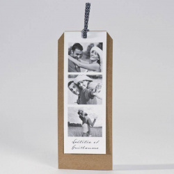 Faire-part de mariage marque-page avec photos personnalisées.