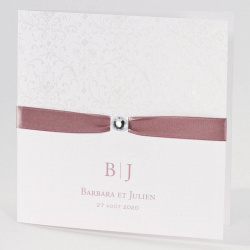Faire-part de mariage blanc et rose satiné pour annoncer votre mariage en toute élégance