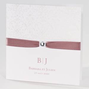 Faire-part de mariage blanc et rose satiné pour annoncer votre mariage en toute élégance