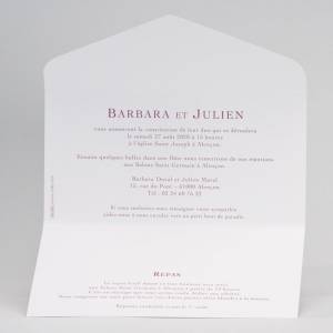 Faire-part blanc en triptyque pour annoncer votre mariage.