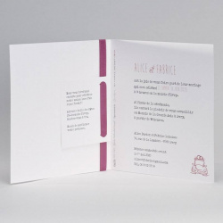 Faire-part blanc avec ruban rose où vos enfants annonceront eux-mêmes votre mariage