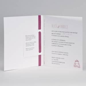 Faire-part blanc avec ruban rose où vos enfants annonceront eux-mêmes votre mariage