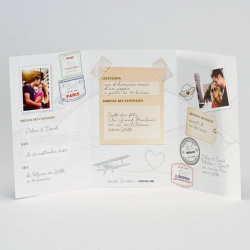 Faire-part de mariage en trois volets à personnaliser avec photo