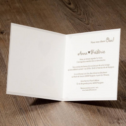 Faire-part pour annoncer votre mariage, ouvert, avec texte personnalisé