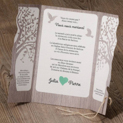 Faire-part nature avec un dessin d'arbre, personnalisé pour annoncer votre mariage