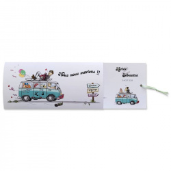 Faire-part mariage coulissant humoristique, avec combi vert